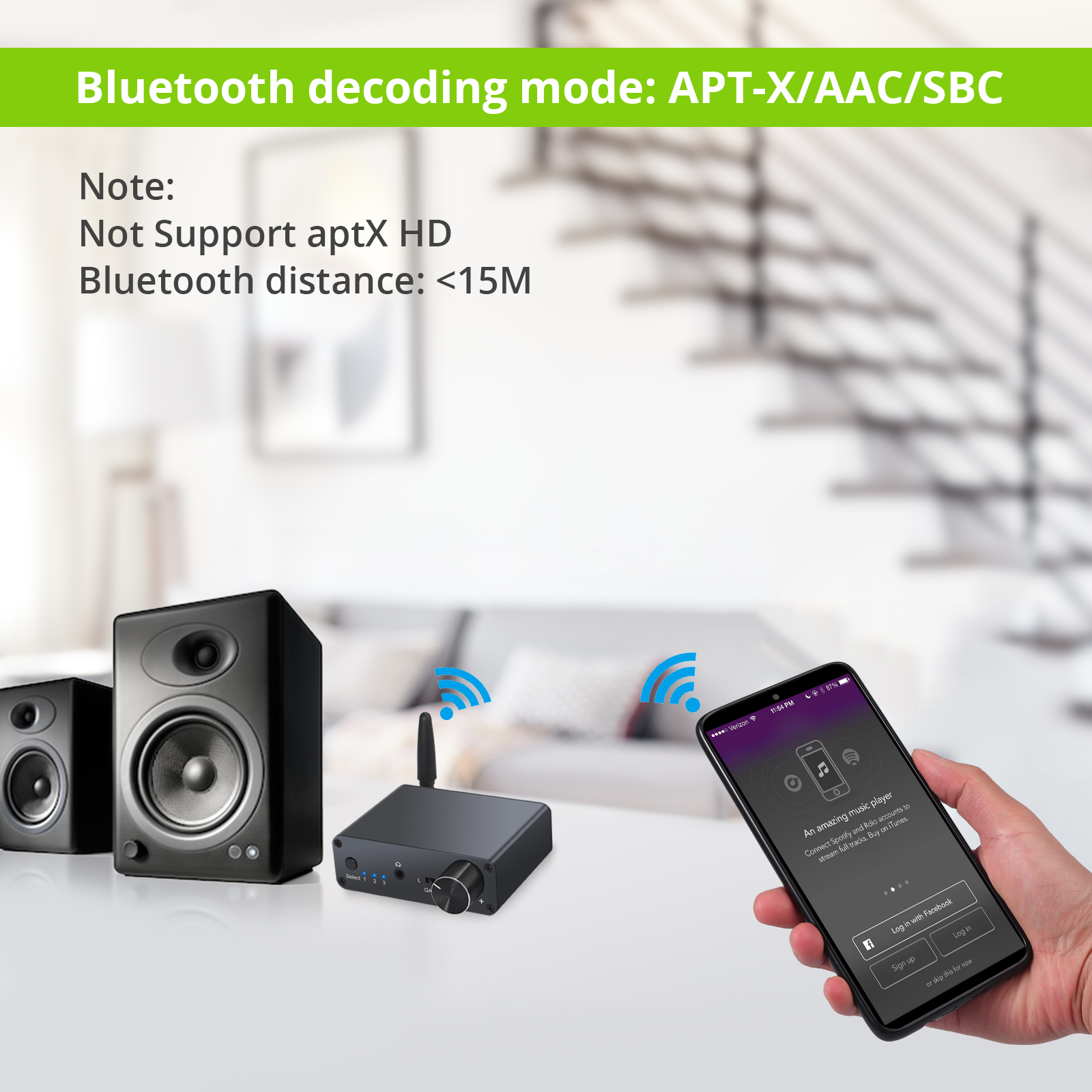 ESYNiC 192kHz Bluetooth DAC Converter mit Kopfhörer Verstärker Digital-Analog-Konverter 3,5mm Audio Adapter Für APT-X AAC SBC
