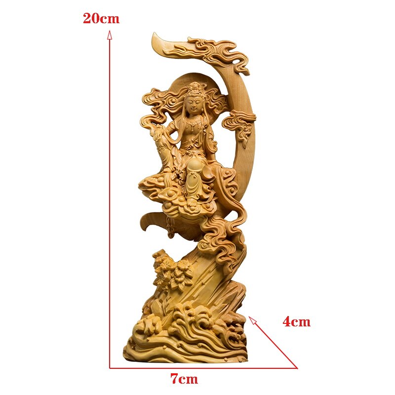 Holz geschnitzt sonne und mond Guanyin Statue Moderne kunst skulptur Chinesischen Guanyin Bodhisattva Hause wohnzimmer dekoration Statue