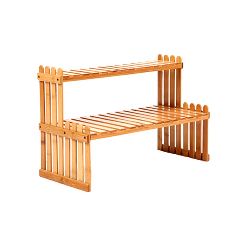Two Layer Office Tabletop Storage Rack Wooden Flower Planter Display Decorative Storage Shelf for Bedromm Gardening Supplies: A2