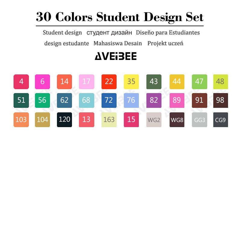 Magiska markörer set för barn 30/40/60/80/168 färg animation skiss markör två huvud ritning konst borst pennor alkoholbaserad: 30 student set