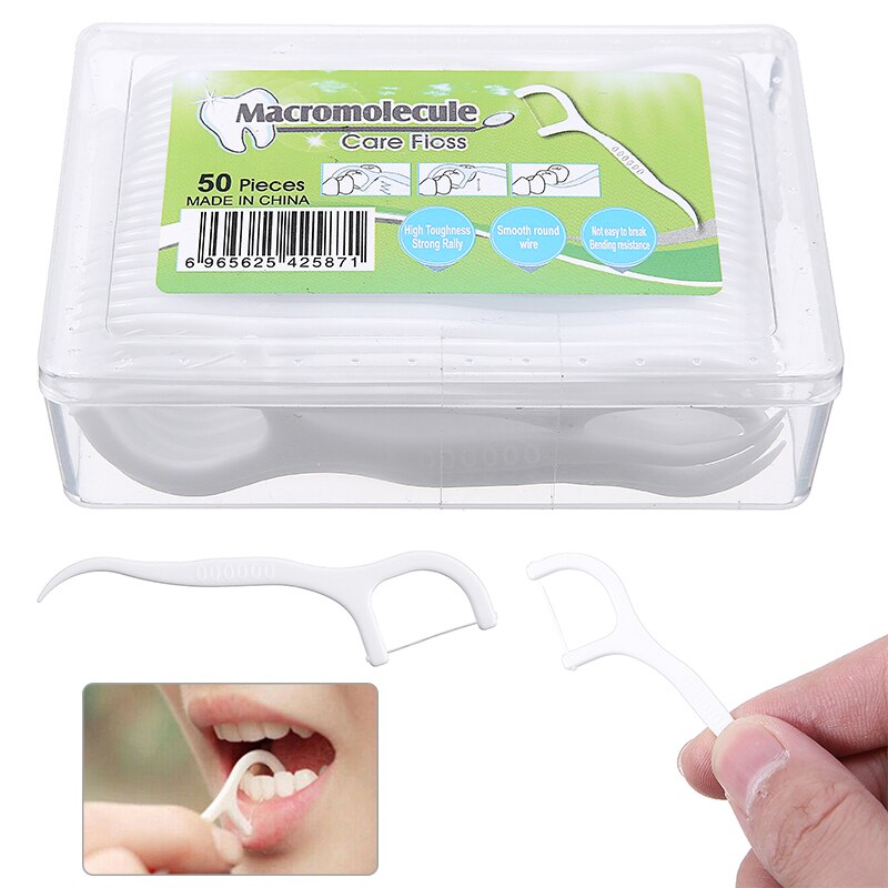 50Pcs/box Dental Floss Flosser Tooth Pick Toothpicks Hygiene Stick Oral Care Teeth Cleaning Interdental Brushes