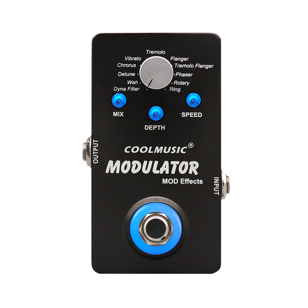 COOLMUSIC A-ME01 Electric Guitar Digital Modulator Effect Pedal with 11 Modulation Effects True Bypass Full Metal Shell black