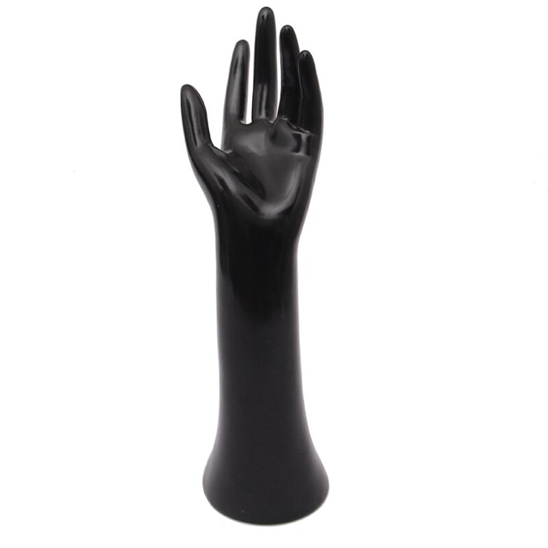 23 cmx 23cm mannequin hånd finger hanske ringe armbånd armbånd smykker vise stativ holder: Svart