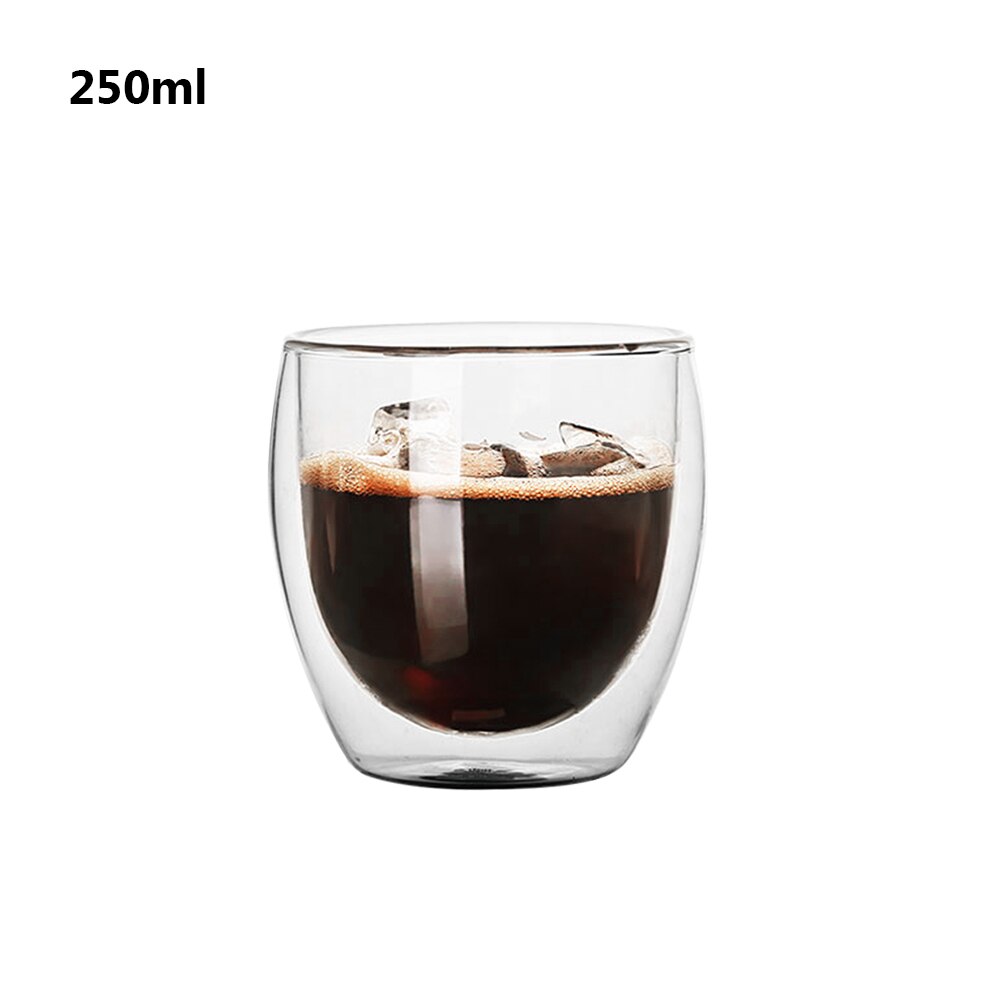 Mini Transparent Double Wall Glass Mug keep and cold Wine Glass Coffee Mug Tea Latte cappuccino Coffee Cup Taza Gato copo: 1pc-250ml