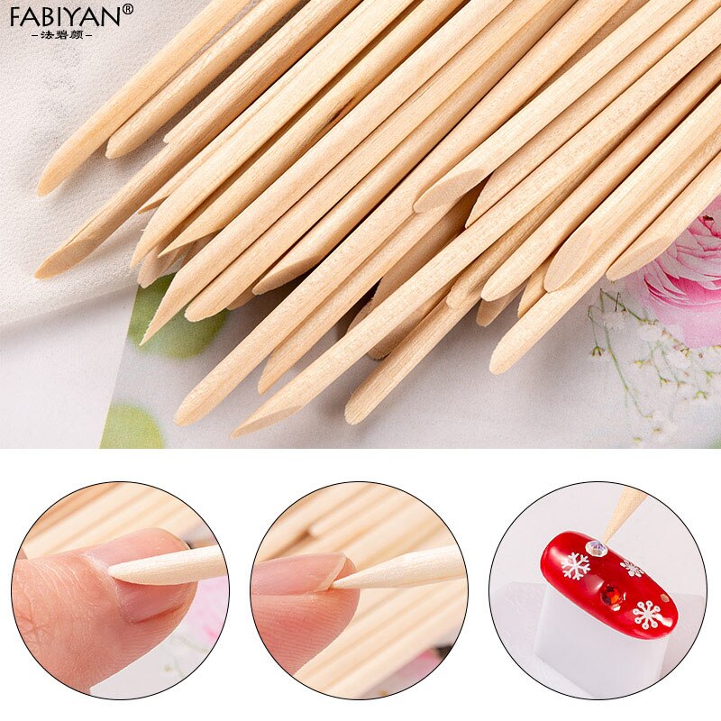 50/100 st orange pinnar dubbla ändar nail art pusher remover träpinnar för borttagning av nagelband manikyr pedikyr vårdverktyg set
