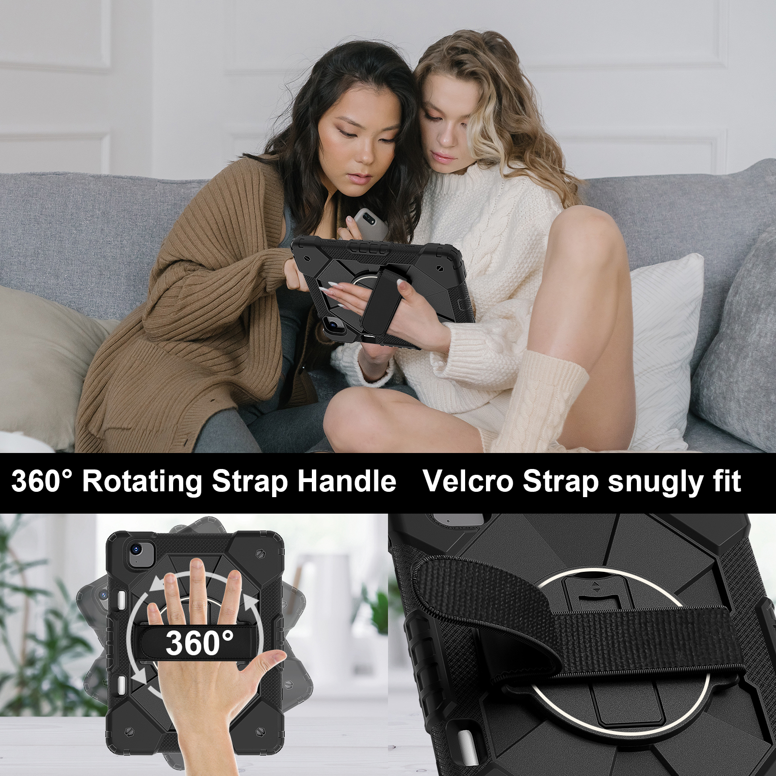 360 Draaibare Case Universeel Voor iPad Air 11 2025 2024 A3267 A3270 A2902 A2903 A2904 3-lagen Hybrid Cover Hand Schouderriem