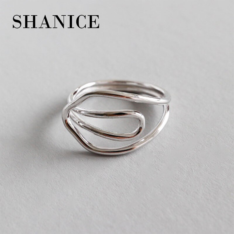 SHANICE einzigartige 925 Sterling silber ringe glatte Unregelmäßigen Hohl Kreuz Linie für frauen silber schmuck bague femme anel feminino