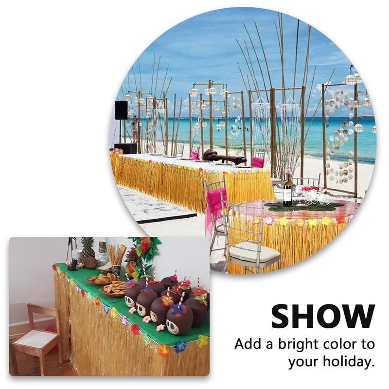 109pcs Summer Tropical Hawaiian Party Table Skirt Artificial Palm Leaves Flower Jungle Beach Theme Hawaii Party Decoration