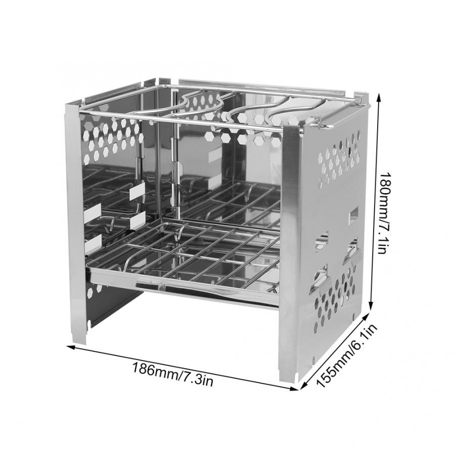 Neue Faltbare Mini Edelstahl Grill Ofen Rack Kohle Herd Halterung Wind Shiled BBQ Zubehör