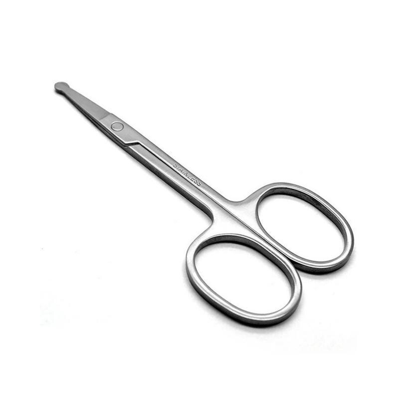 100% 3.5" Stainless Steel Mini Portable Mustache Tips Hair Nose Safety Curved Scissor Trimmer Remover Ear H4M3: Default Title