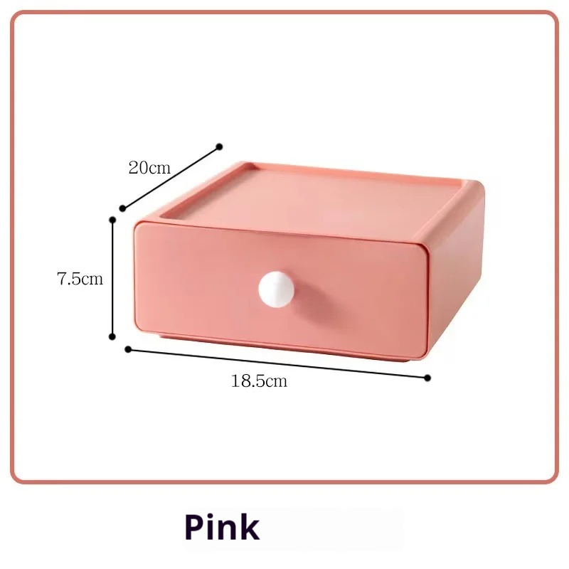 3Pcs Large Capacity Desktop Storage Box Desktop Sundries Organizer Stackable Desk Storage Box With Handle Drawer Home Storage: L / green