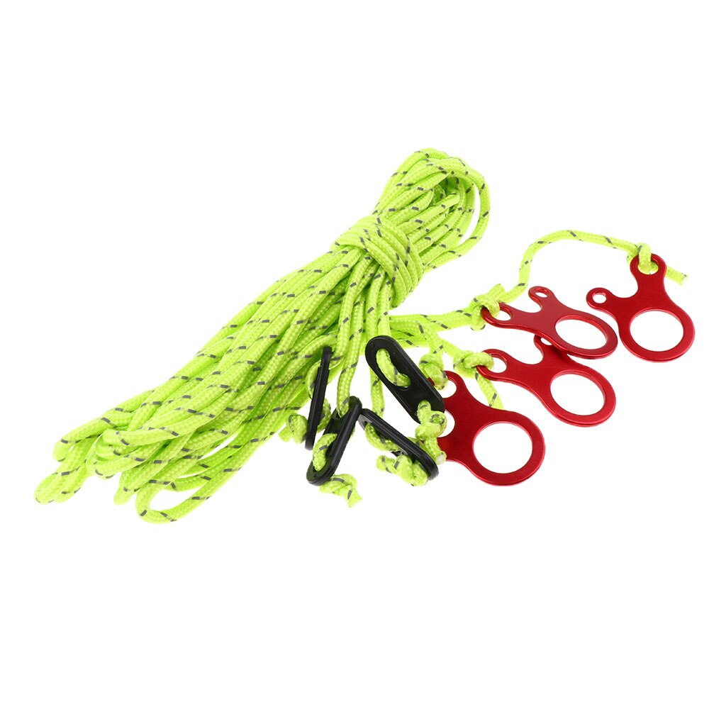 4 pièces 4mm réfléchissantes bâches de pluie tente Guide corde Guy ligne cordon avec ajusteurs pour la randonnée Camping sac à dos: Green 4m
