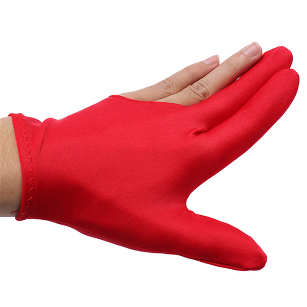 Snooker Pool Billiard Glove Cue Shooter Spandex 3 Finger Gloves: Red