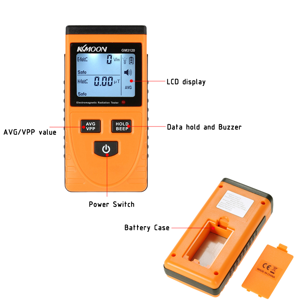 Kkmoon  gm3120 digital lcd elektromagnetisk strålingsdetektor meter dosimeter tester tæller diagnostisk værktøj til stråling