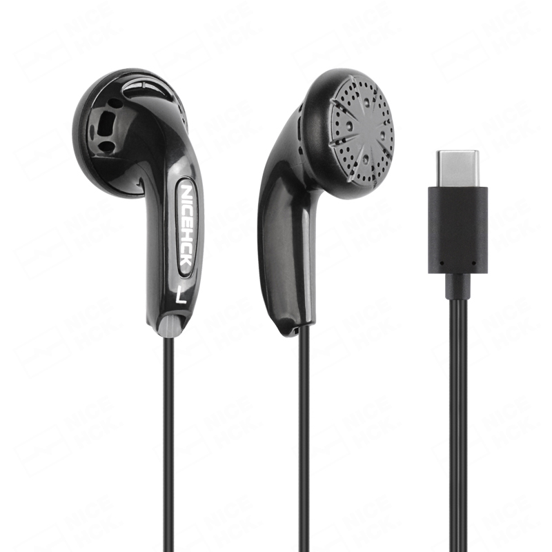 Nicehck traceless 3.5mm/tipo-c jogo de alta fidelidade earbud 15.4mm driver dinâmico com fio fone de ouvido baixo música esporte fone de ouvido com microfone vidoo pk2: Azul Céu