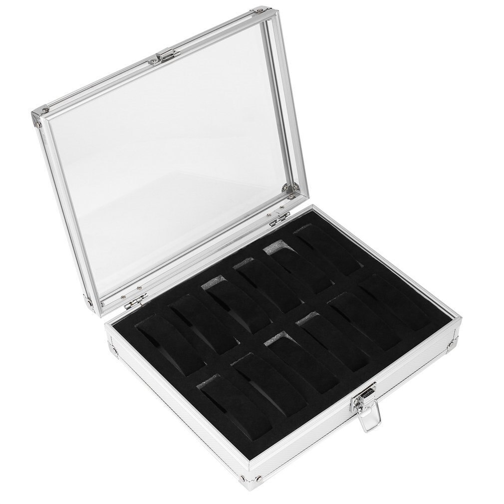 Metal Case 6/12 Grid Slots Polshorloge Display Case Opslag Houder Organisator Horloge Case Sieraden Dispay Horloge Doos