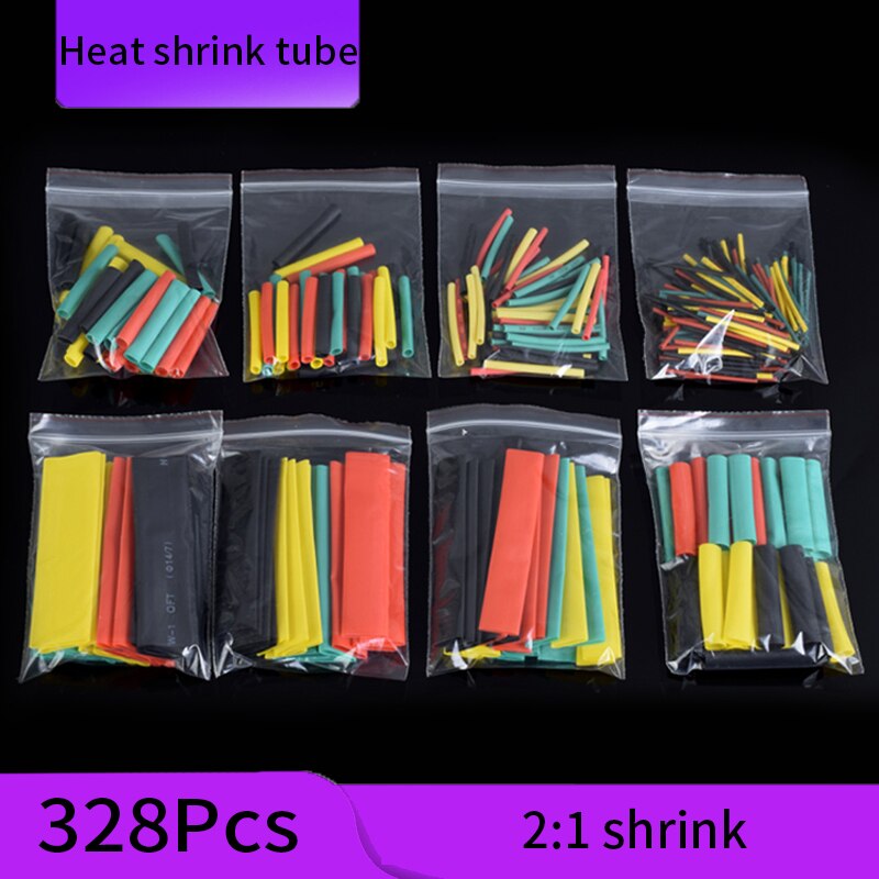 328pcs 2:1 Wire Cable Sleeve Kit DIY Wire RepairHeat Shrinkable Tube Kit Shrinking Assorted Polyolefin Insulation Sleeving