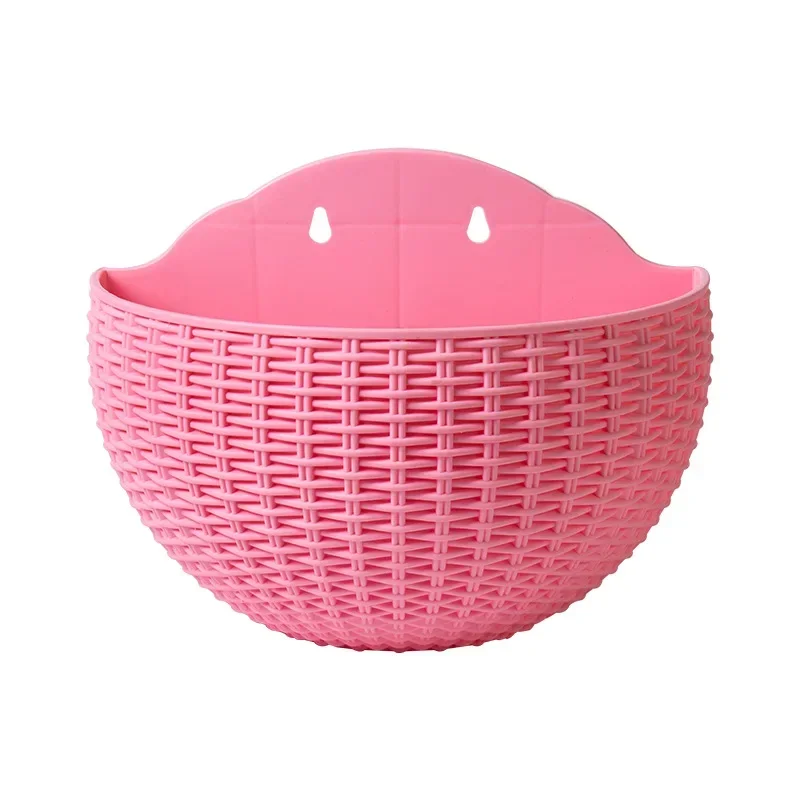 Blumentopf, exquisiter Wandkorb aus Kunststoff, Blumentopf zum Aufhängen, für Höhle Außenbereich, Garten, Balkon, Pflanzgefäß, Eimer, Heimdekoration: Rosa / S