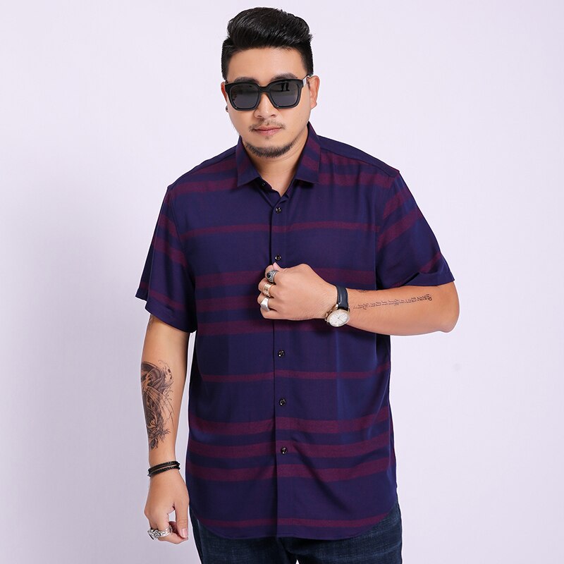 Summer Men's Shirt plus Size Male Casual Striped Short Sleeve Shirt Brand Men's Clothing 5xl 6xl 7xl 8xl