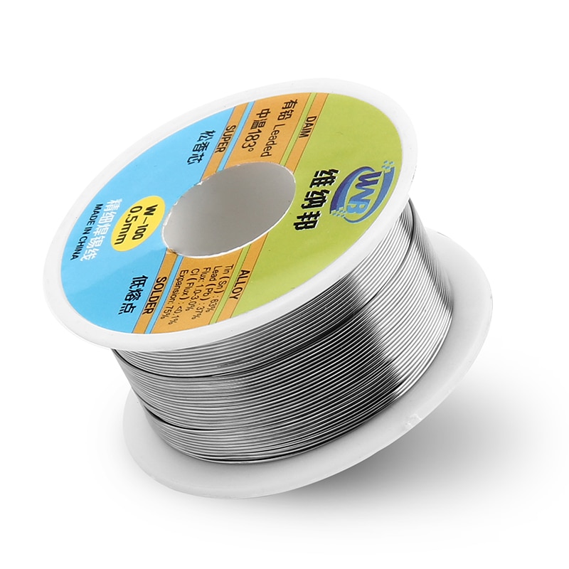 Rollo de hilo de soldadura de estaño y plomo, núcleo de colofonia de 90g, 0,3/0,4/0,5/0,6mm, fundente 0,8 Soldeer, rollo de alambre de soldadura de estaño, herramientas de reparación de BGA