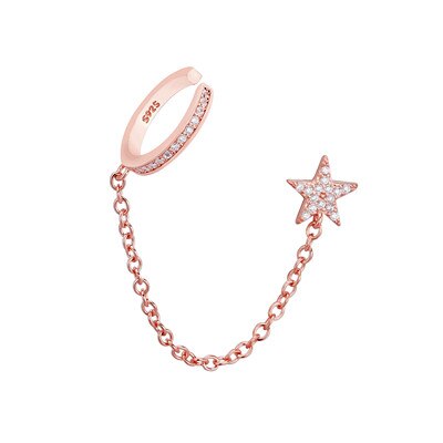 Slovecabin Echte 100% 925 Sterling Silver Star Crystal Ketting Oor Manchet Oorbellen Voor Vrouwen Bruiloft Fijne Sieraden Maken: Rose gold