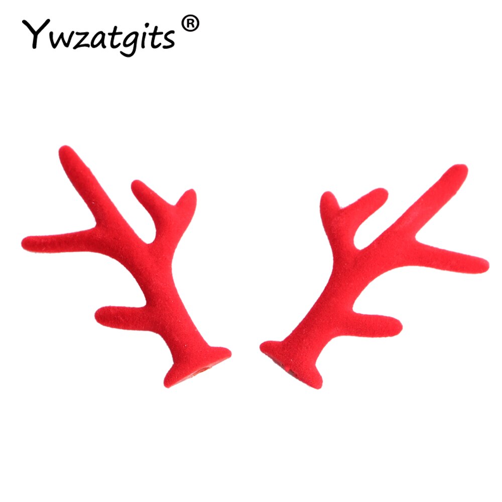 Ywzatgits 4*7cm gevir hovedbeklædning pige diy håndlavet håndværk julefest dekor tilbehør tilbehør materialer 5 par / parti  yh0121: Rød
