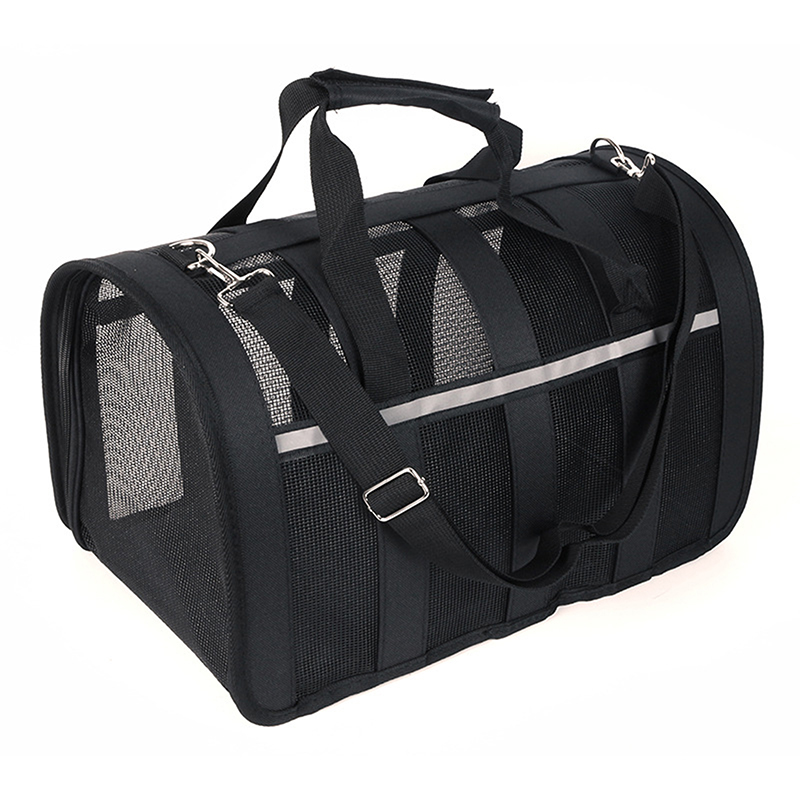 Cute Pet Bag Cat Bag Four Seasons Small Medium-sized Cats Dog Go Out Folding Portable Mesh Breathable Carrier Accessories: black / L