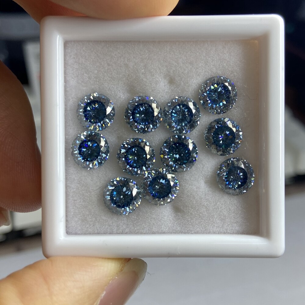 Meisidian Newest Lab Created Excellent 1 Karat 6.5mm 100 Faceted Cut Blue Sapphire Moissanite Diamond Price Per Carat