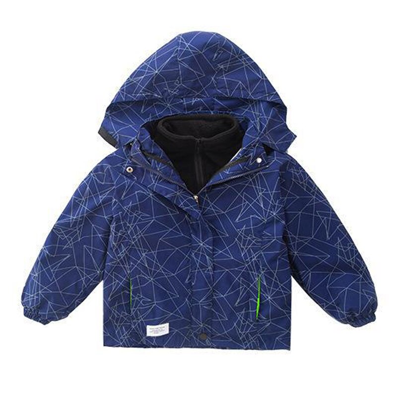 Boy's autumn/winter with removable triad ski-wear, add wool trench coat cuhk middle-aged children's jacket, 6-12 years old