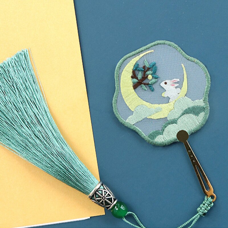 DIY Embroidered Bookmark Material Package Embroidery Starter Kit With Flowers Plant Pattern Color Threads Handmade Bookmark Kit