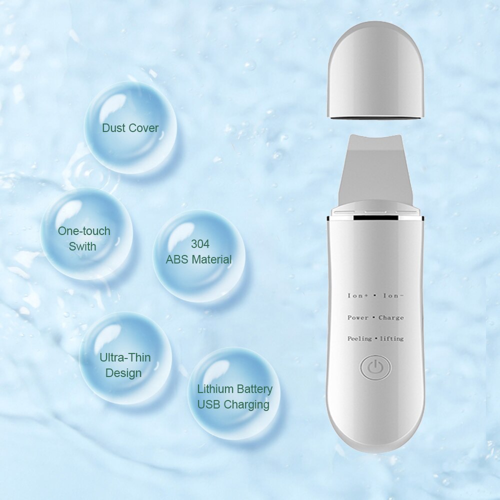 Rechargeable Ultrasonic Face Skin Scrubber Deep Face Cleaning Machine Peeling Shovel Facial Pore Cleaner Face Skin Scrubber Mach