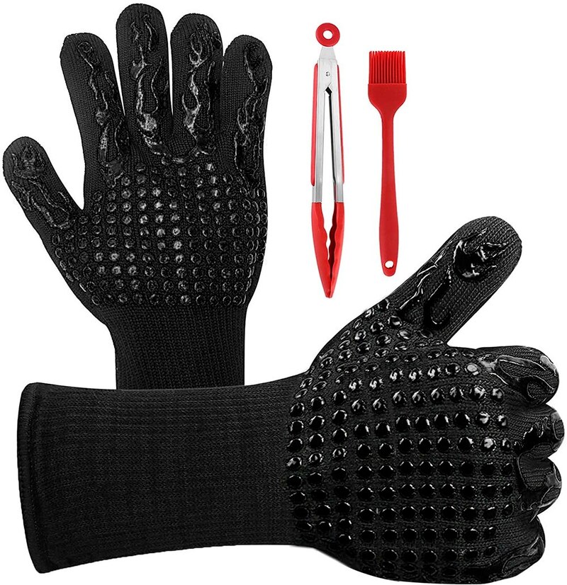 Bbq Handschoenen 800 Graden Warmte-isolatie, Brandwerende, Antislip Siliconen Handschoenen, Barbecue Handschoenen, gebruikt Voor Koken Oven Barbecue