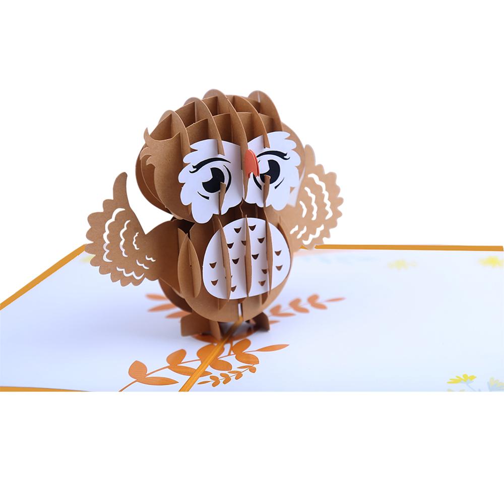 Hibou casquette de noël à la main Origami 3D Pop UP cartes de voeux carte d'invitation pour de fête d'anniversaire de mariage