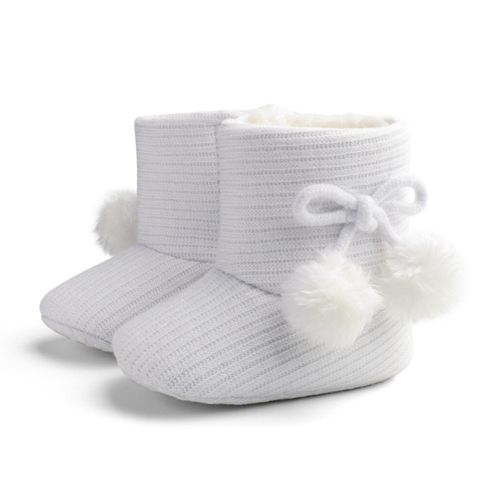 Kruleepo Herfst Winter Bal Top Baby Meisje Warme Schoenen Kinderen Jongen Verdikte Katoen Laarzen Kids Babyschoenen: White / 13-18 months