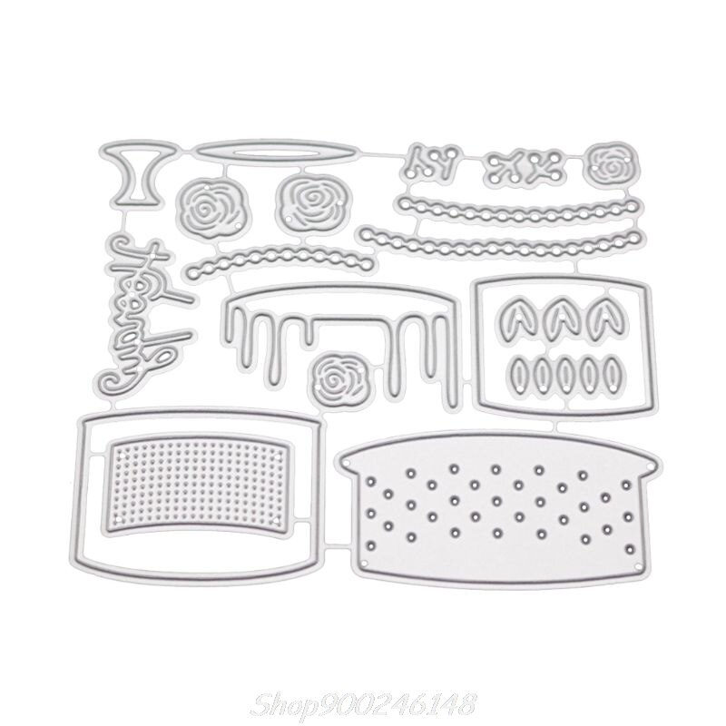Bolo de aniversário corte de metal morre estêncil diy scrapbooking álbum carimbo de papel cartão de gravação artesanato decoração