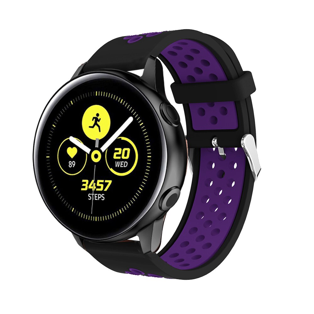 Siliconen Horlogebanden Voor Samsung Galaxy Horloge Active Smart Vervanging Armband Rubber Horloge Riem 20 Mm Riem Versnelling S2/Sport band: Black purple