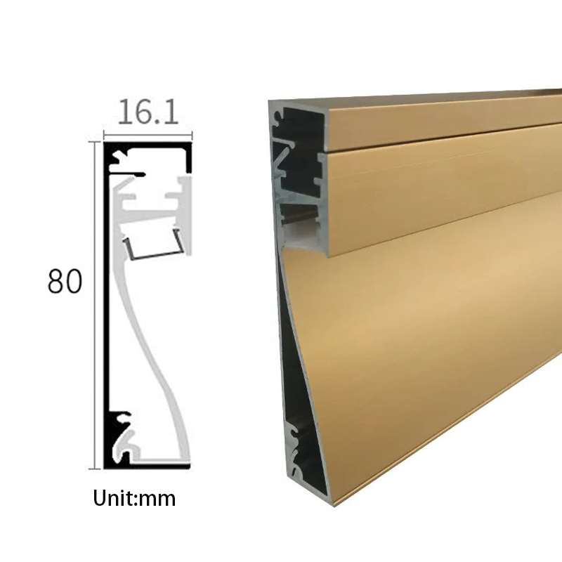 Strisce luminose a portato per battiscopa Montaggio a parete da incasso Profilo in alluminio H60 / 80mm con copertura lattiginosa Canale angolare Decorazioni per la casa Lampada da sbarra: giallo / Luce Verde