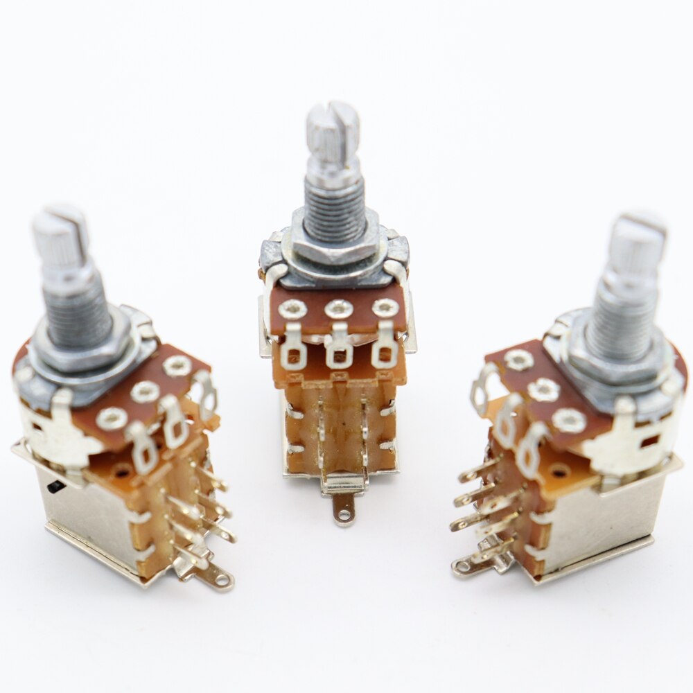 3 pcs Guitar Bass Push Pull Pot Push Pull Potentiometer Volume Tone Short Split Shaft Switch Pots A25K （Chrome）: 3pcs A50K