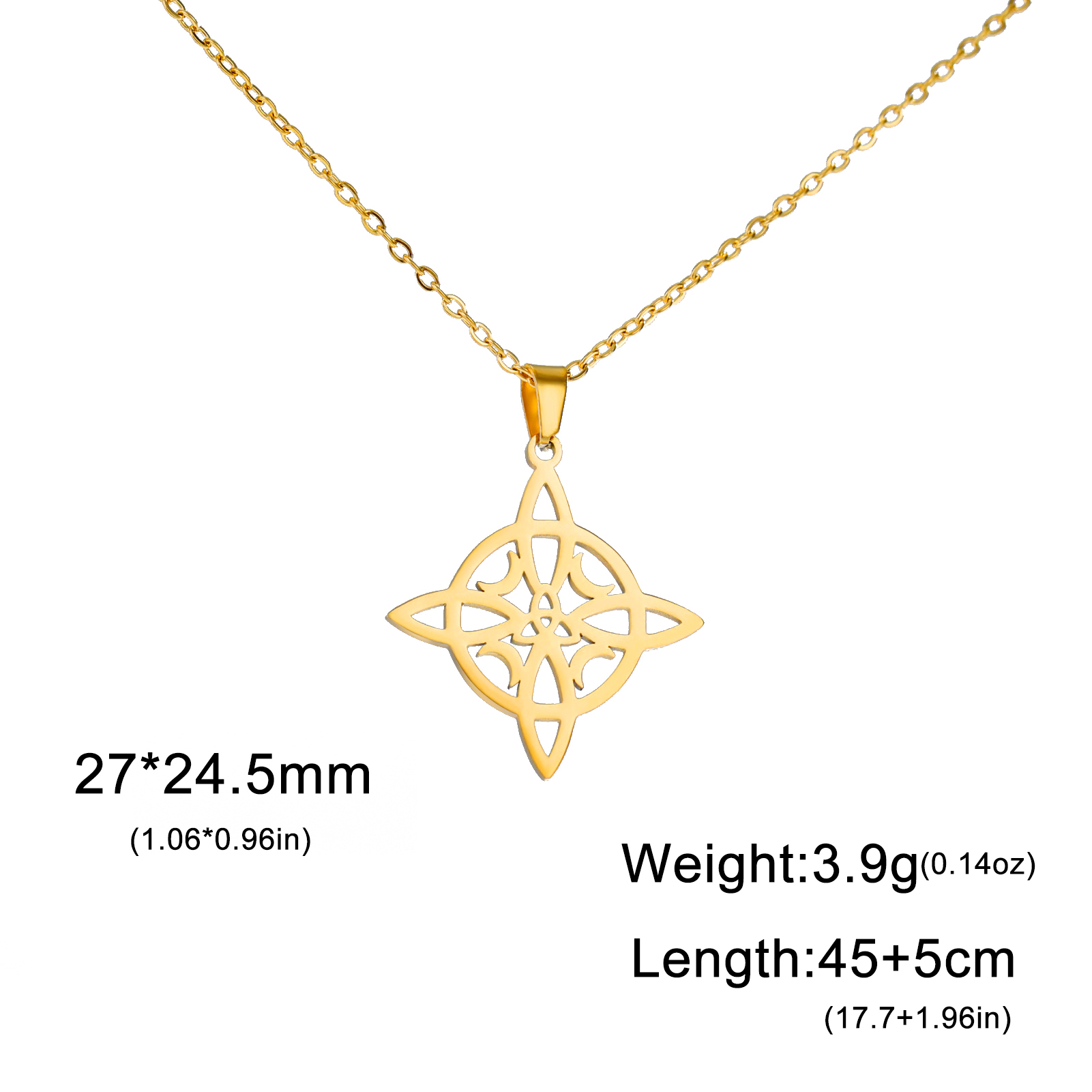 Clásico collar de nudo de bruja la Trinidad de la Media Luna masculina y femenina une amuleto de buena suerte joyas de acero inoxidable Amuleto de protección celta navideños de año: Rojo