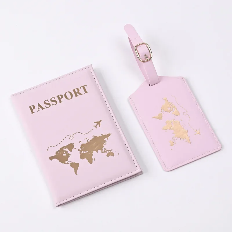 Capa protetora para passaporte, capa protetora para passaporte de viagem, etiquetas de bagagem, acessórios de viagem: Rosa