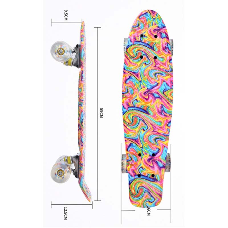 23" Complete Mini Cruiser Skateboard Penny Board Skate Board Sidewalk Road Sliding Single Kicktail Hard Plastic PU Wheels Girls