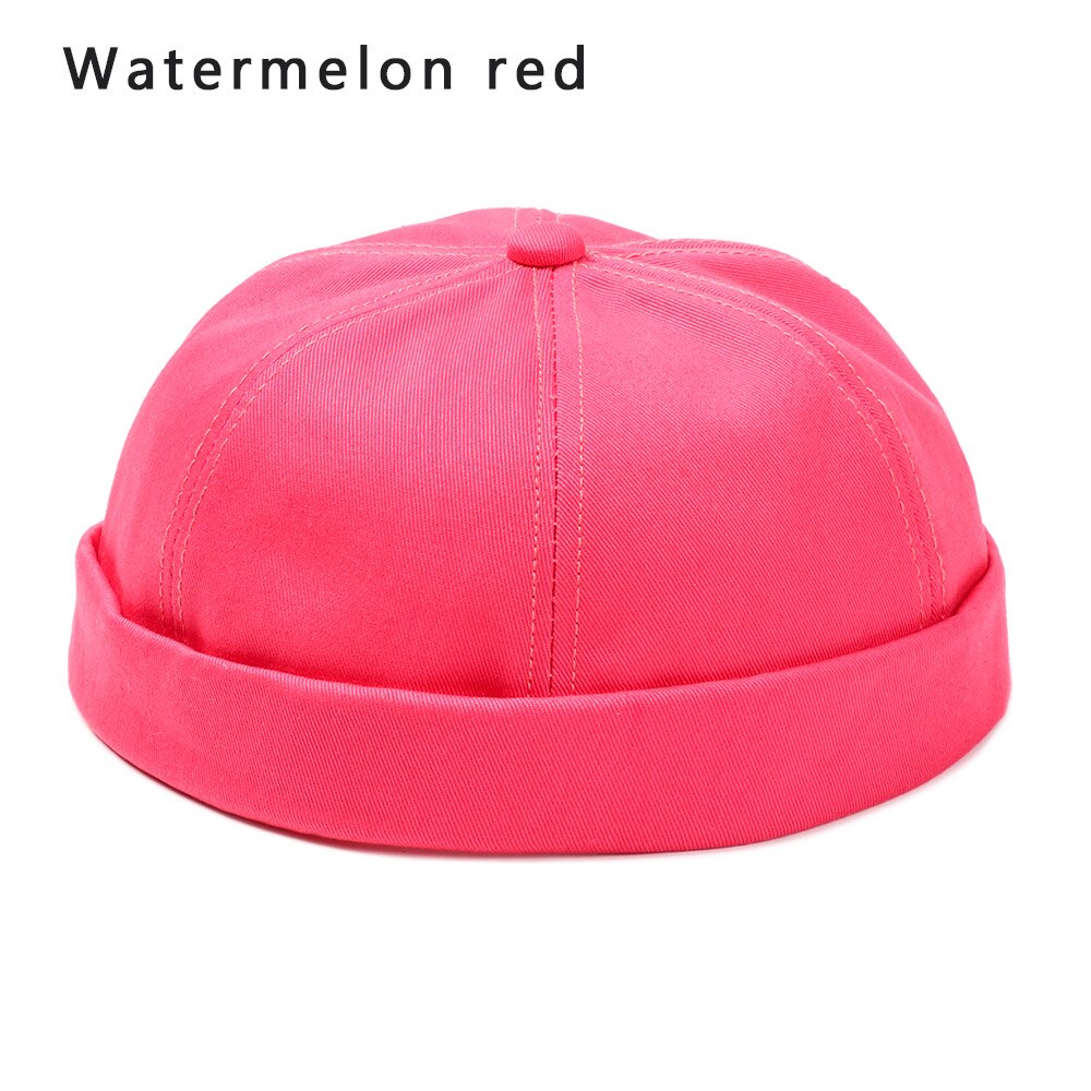 Sombrero Brimless para hombres y mujeres, capó ajustado de algodón, gorra de Skullcap roja pequeña juvenil, gorra sin visera negra para verano, boina de reloj marinero Docker