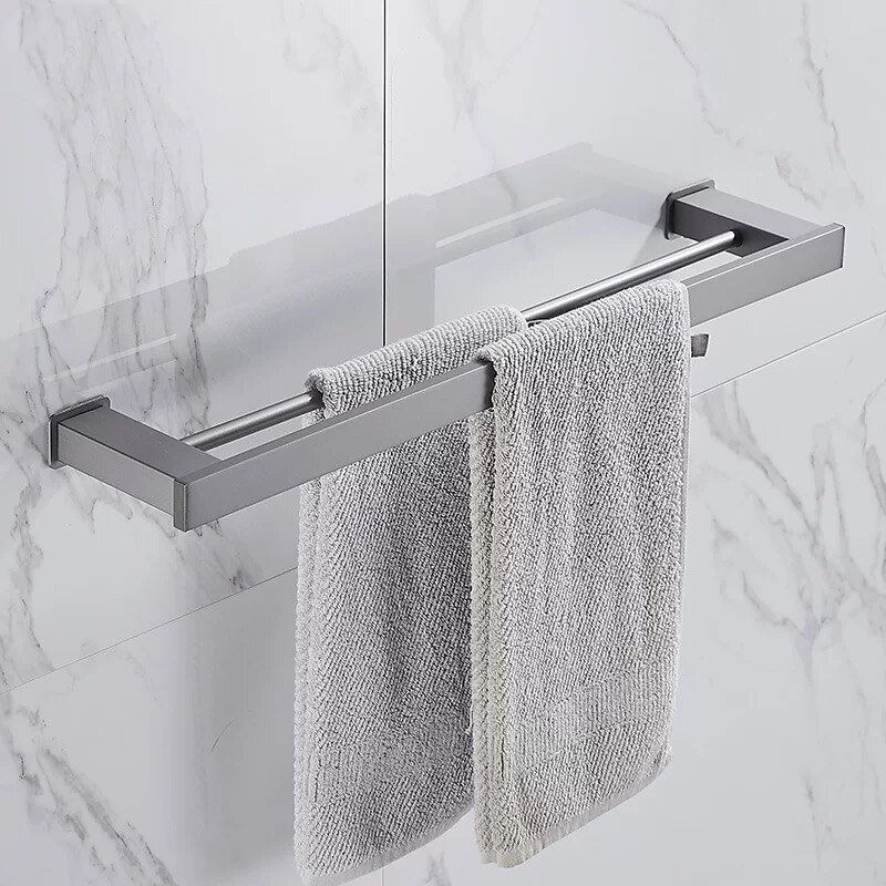 Gunmetal Grijs Badkamer Accessoire Set Ruimte Aluminium Metal Handdoekhouder Rack Bar Plank Papier Houder Tandenborstelhouder