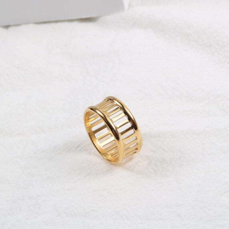 Joolim High End Gold PVD Antique Chain hollow Rings for Women Stainless Steel Jewelry: 6 / A