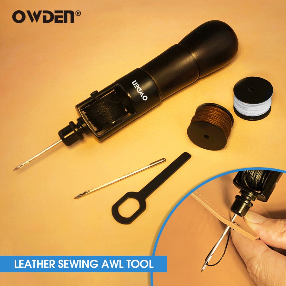 OWDEN-punzón de costura de cuero, herramienta con hilo de coser y aguja para Zapatero, punzón rápido, Kit de costura de cuero