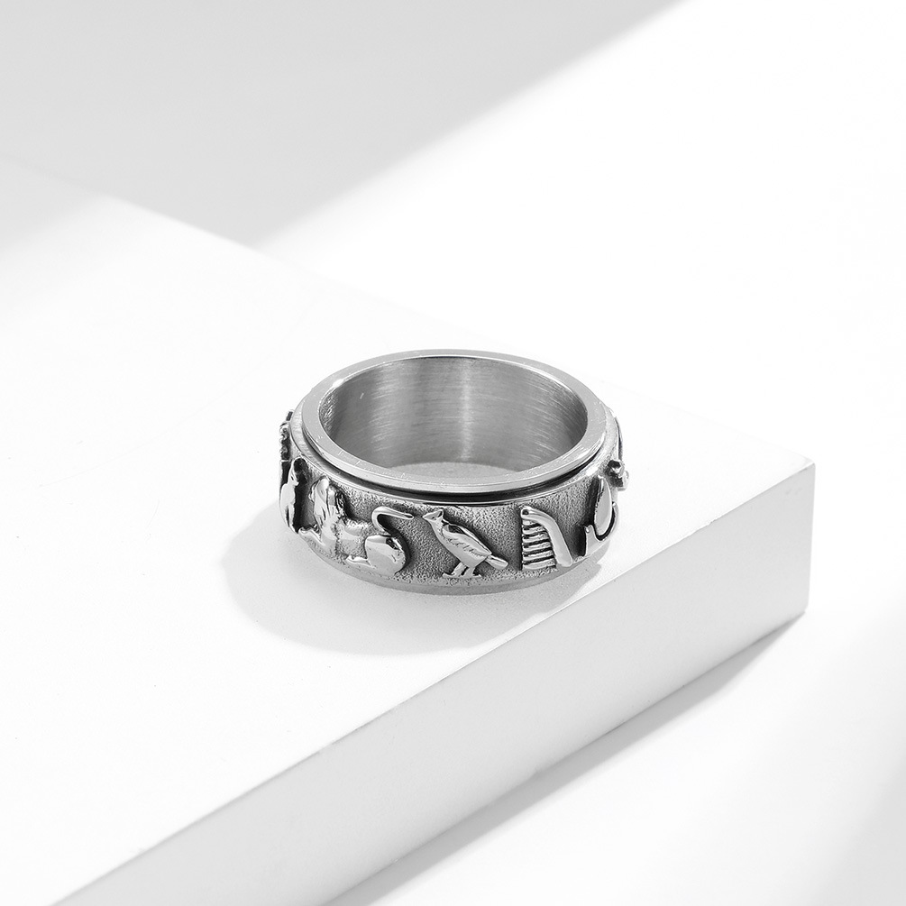Bague symbole égyptien ancien pour hommes et femmes, Vintage, mystérieux, en acier inoxydable, Punk, bague de Protection, amulette, bijoux