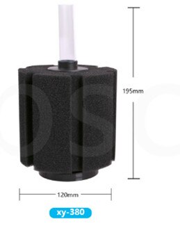 Aquarium Sponge+Plastic Filter Sponge Filter Fish Tank Biochemical Sponge Filter Air Pump Double Head w/ Suction Cup: XY-380