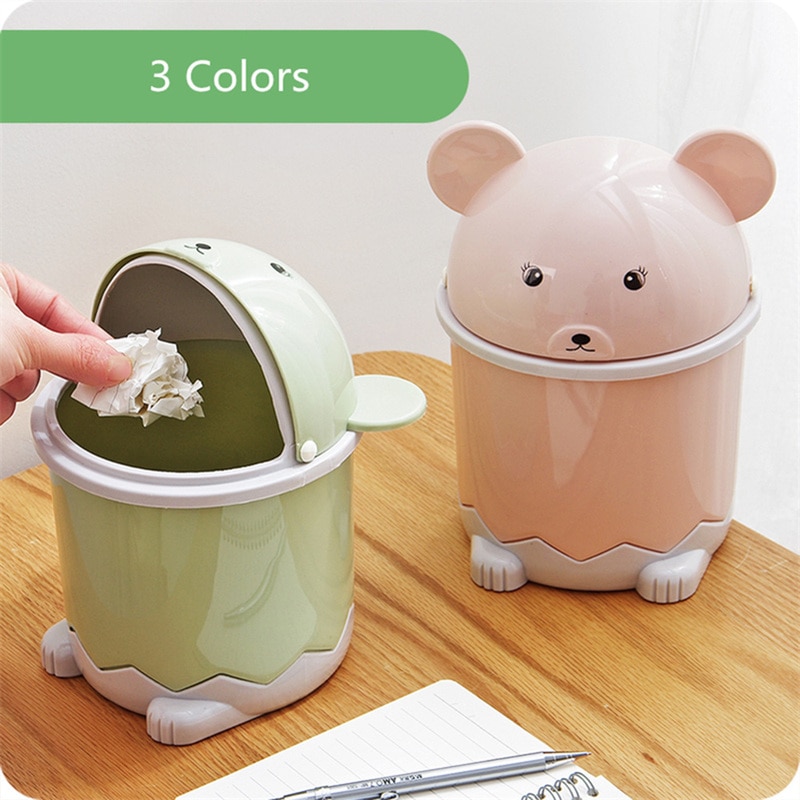 1pc Premium Desktop Dustbin Home Garbage Box with Lid Car Trash Can Panda Pattern Garbage Cans Desktop Bin for Office