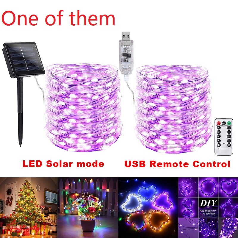 100/200 Led Solar Light Outdoor Waterdichte Solar String Lights Fairy Lamp 8 Modi Christmas Party Decor Tuin Licht: Pink light / 20 m 200led