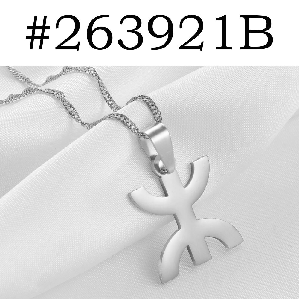 Anniyo afrikka berberit symboli riipus kaulakorut afrikkalainen berber kabyle tyyli hämmästyttävä korut  #263921: Hopean värinen / 45cm ohutta ketjua
